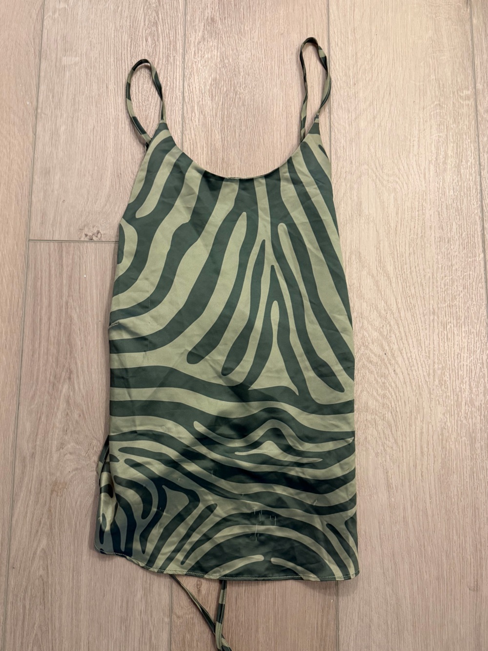 Inamorata Zebra Print Green & Dark Green lace up summer tank